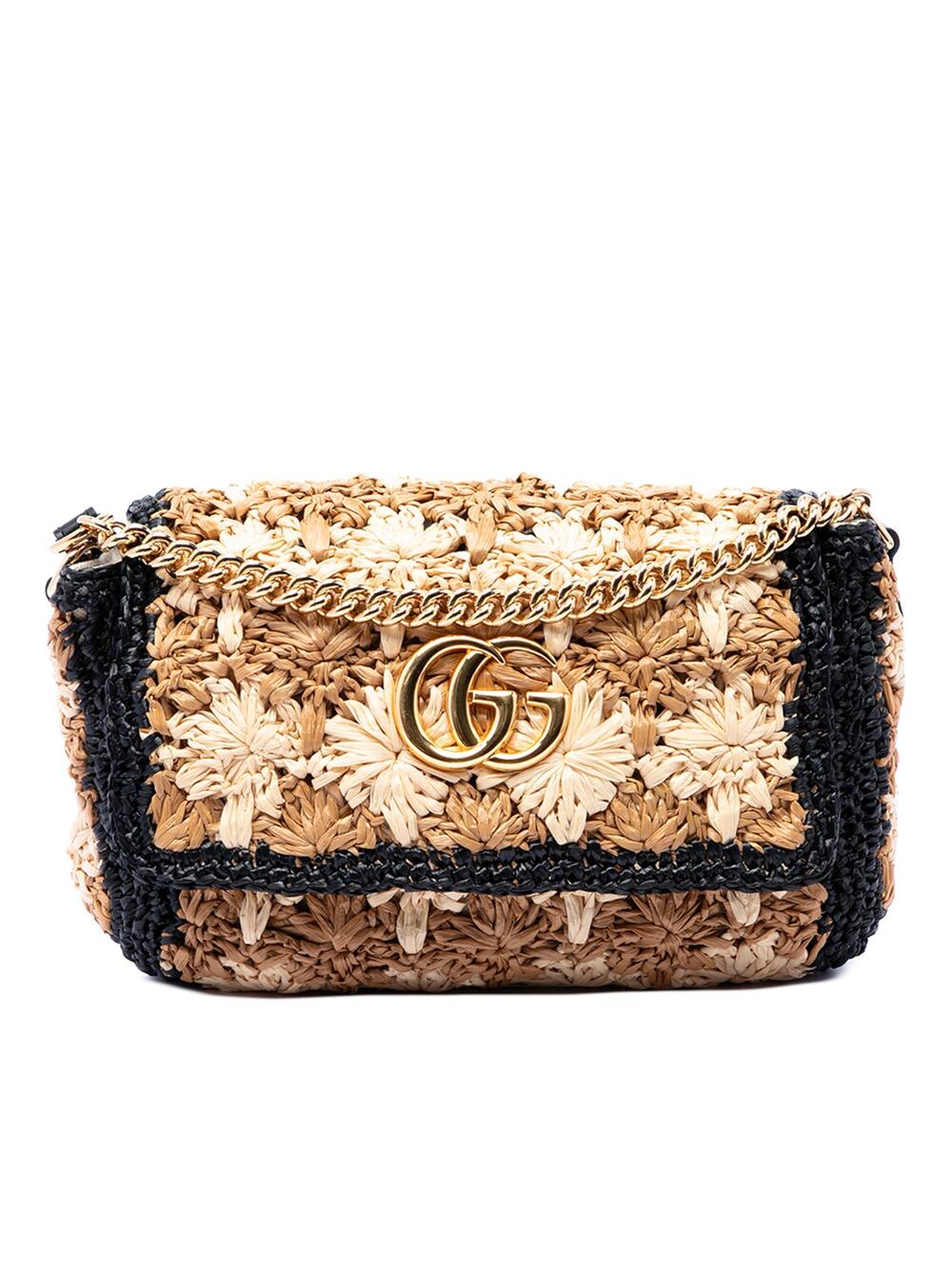 Gucci Gg Marmont Flap Bag Raffia Small #365933G99B